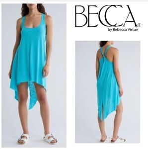 BECCA Twist Back Asymmetric Hem Cover-Up Dress.  Size M